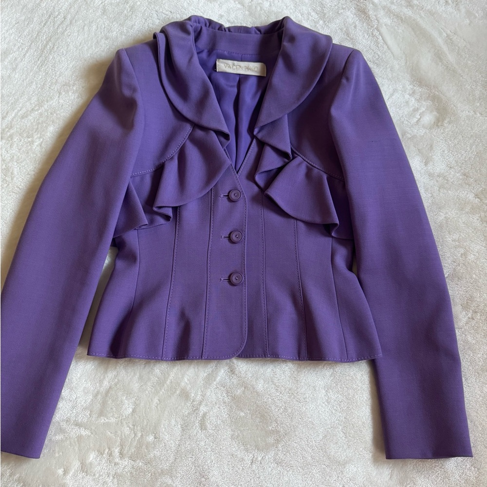 Valentino Purple Ruffle Blazer